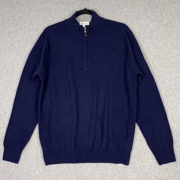 Peter Millar Sweater Mens M Wool Silk 1/4 Zip Pullover Interlachen Country Club - Picture 2 of 6